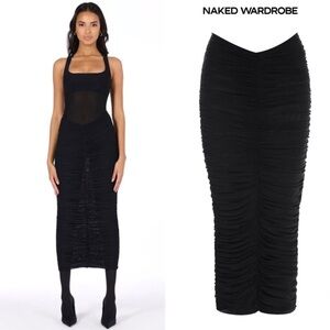 NEW Naked Wardrobe Hourglass V-Waist Ruched Midi Black
Skirt